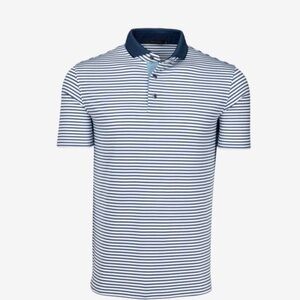 Greyson Gannett Men’s Navy and White Striped Polo Shirt